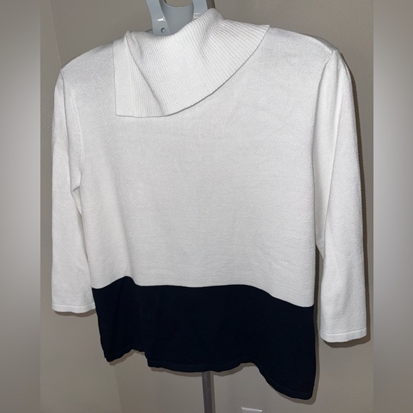 Investments Black and White Button Cowl Sweater - Picture 2 of 4